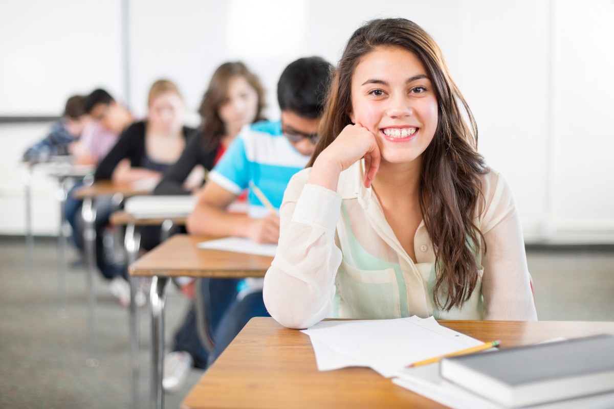Aluna na sala de aula